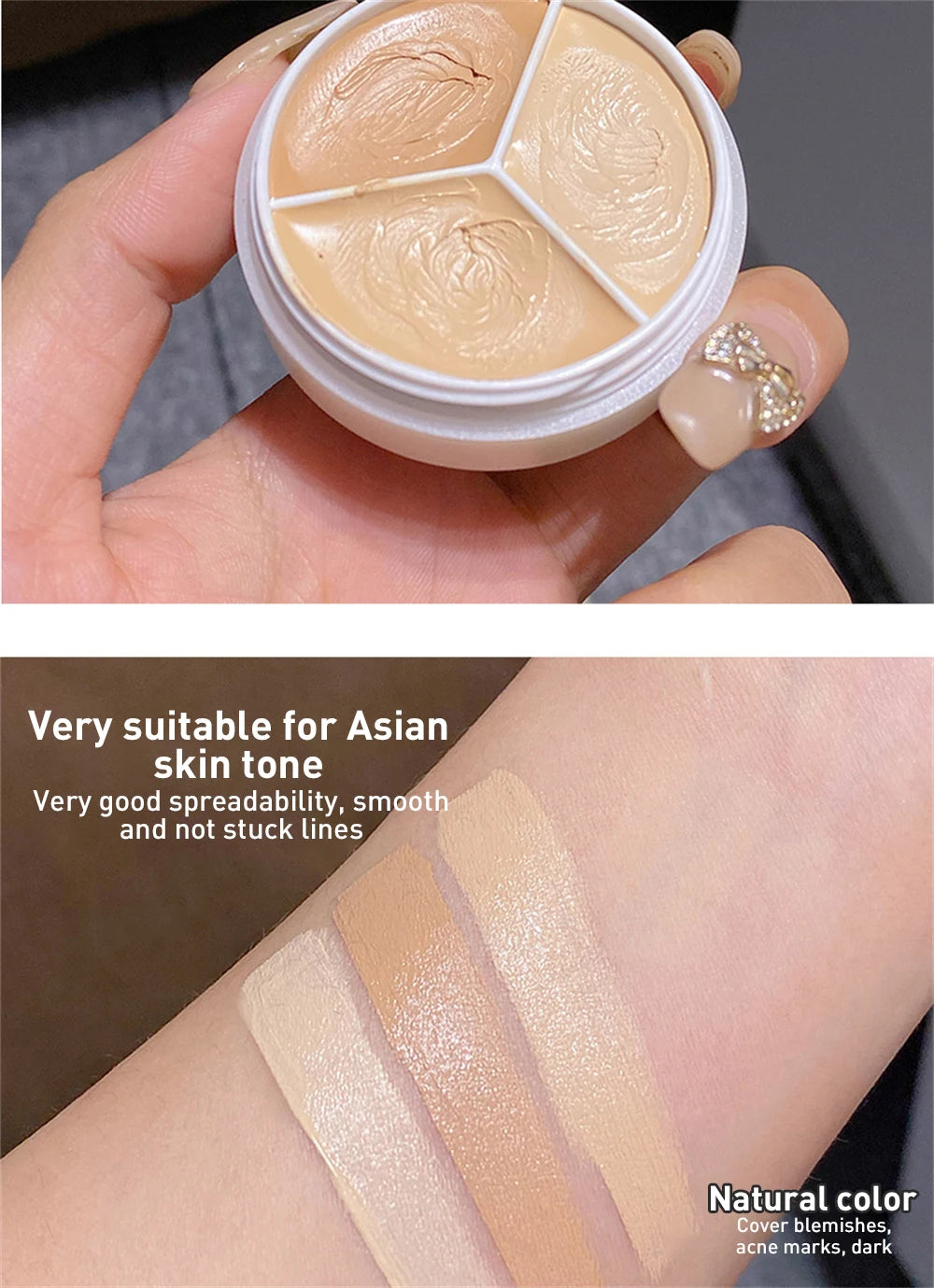 3-Color Concealer Palette Professionally Covers Eyes Dark Circles Spots Pimples Black Lacrimal Groove Repair Foundation Make Up