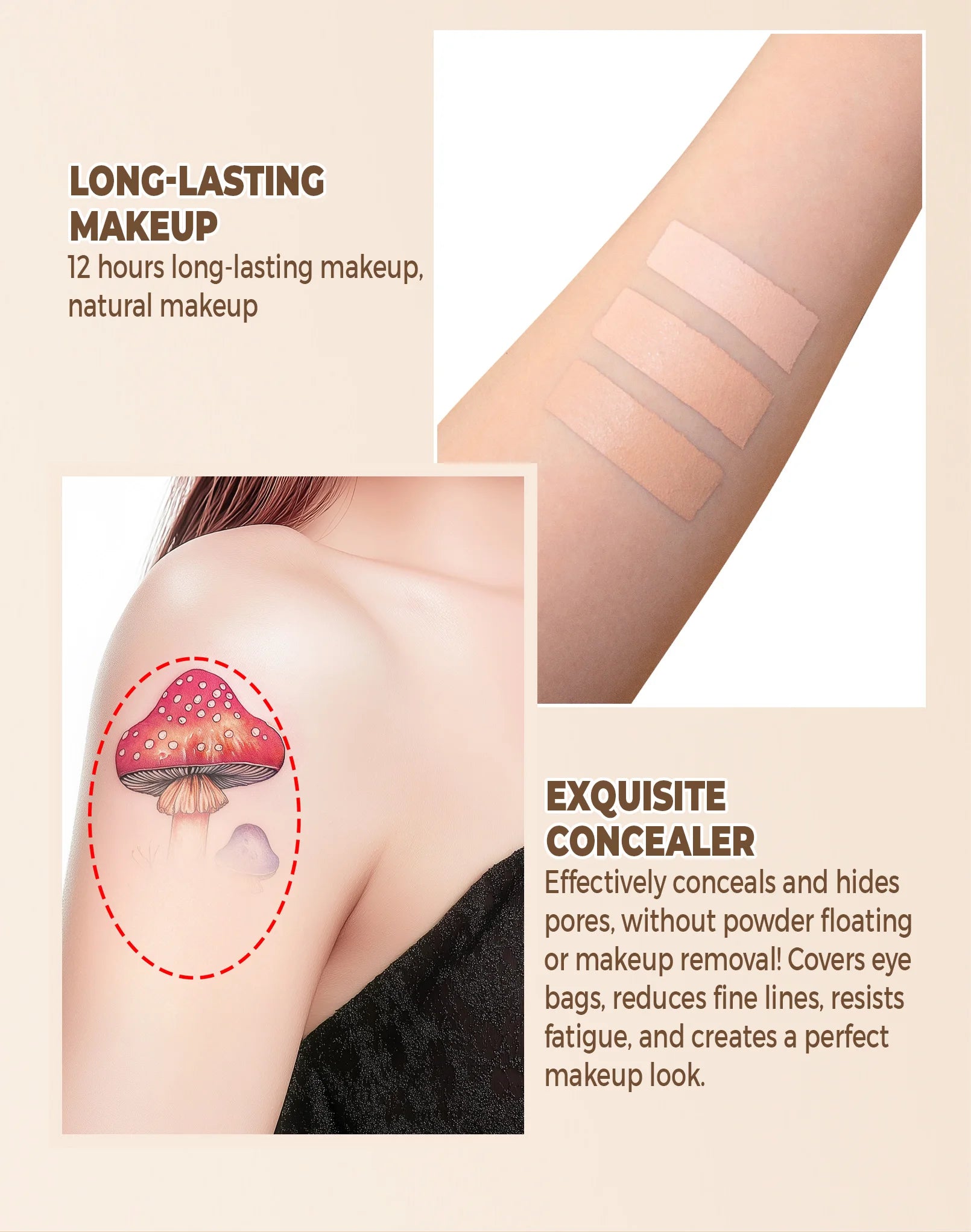 Hydrating Eye Brightening Concealer&Contour Cream-Full Coverage,Long Lasting,Correcting Eye Concealer for a Perfect Look Makeup