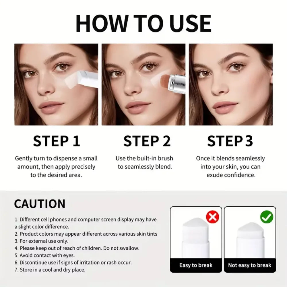 2-in-1 Color-Changing Foundation Stick Liquid Lightweight Moisturizing Concealer Women New Hot Sell Even Non-smudge Concealer