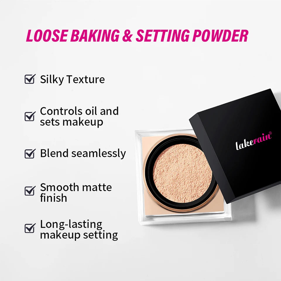 Waterproof Loose Baking&Setting Powder Long Lasting Oil Control Matte Setting Powder Natural Brightening Face Cosmetics