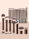20pcs Professional Soft Aluminum Tube Makeup Brush Set With Velvet Bag,Soft Foundation Brush, Eyeshadow Brush, Eyebrow Brush, Bl